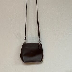 Vera Pelle Elegant Dark Brown Crossbody Bag Preowned
